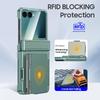 Для Samsung Galaxy Z Flip 7 с держателем для карт [RFID-блокировка] и защитой шарнира и HD-защитой экрана, Прочный противоударный чехол для телефона - Мятно-зеленый