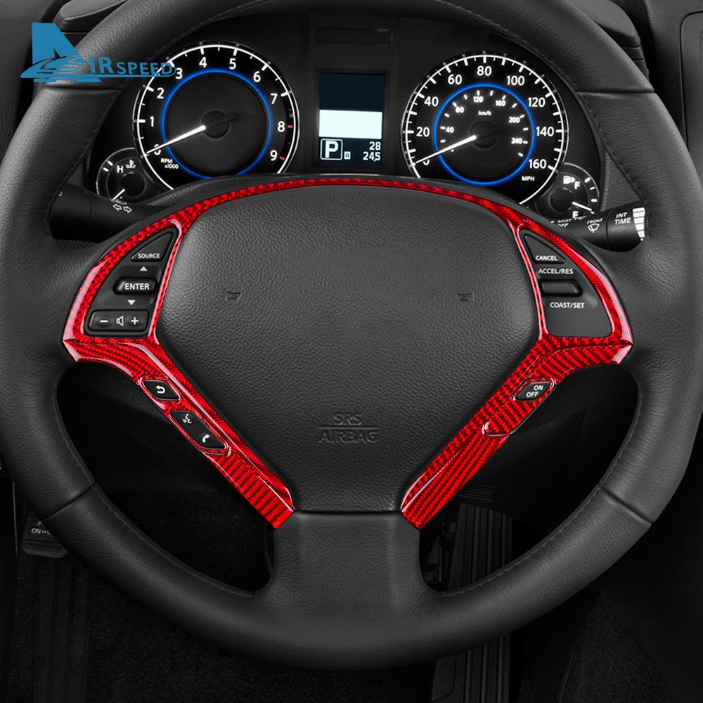 Real Soft Carbon Fiber Sticker For Infiniti G25 2010-2013 G35 2007 2008 G37 2008-2013 LHD RHD Steering Wheel Button Frame Trim