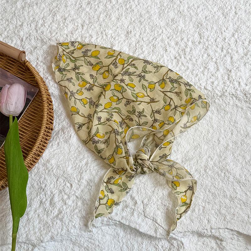 Треугольный шарф шарф женский литературный новый цветочный маленький шарф шелковый шарф высококачественный головной платок летняя женская пасторальная повязка для волос