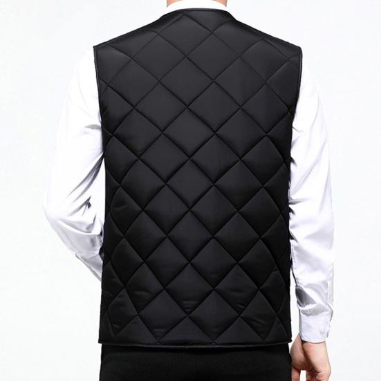 Men Vest Coat V-Neck Sleeveless Single Breasted Solid Color Waistcoat with Pockets Thickened Plush Lining Vest Jacket
