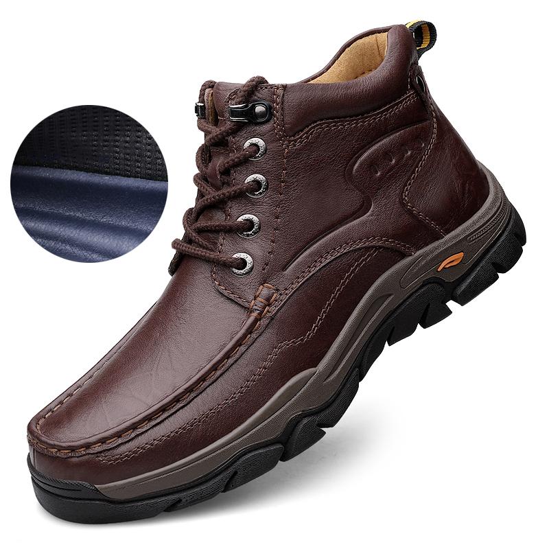 Мужская обувь из натуральной кожи, кроссовки, водонепроницаемые уличные мужские ботинки, зимние мужские походные ботинки