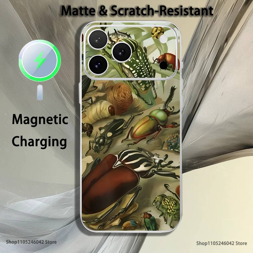Insects And Bugs For iPhone 17,16,15,14,13,12,11,Pro,Max,Plus Transparent White Phone Case Magnetic Wireless Charging