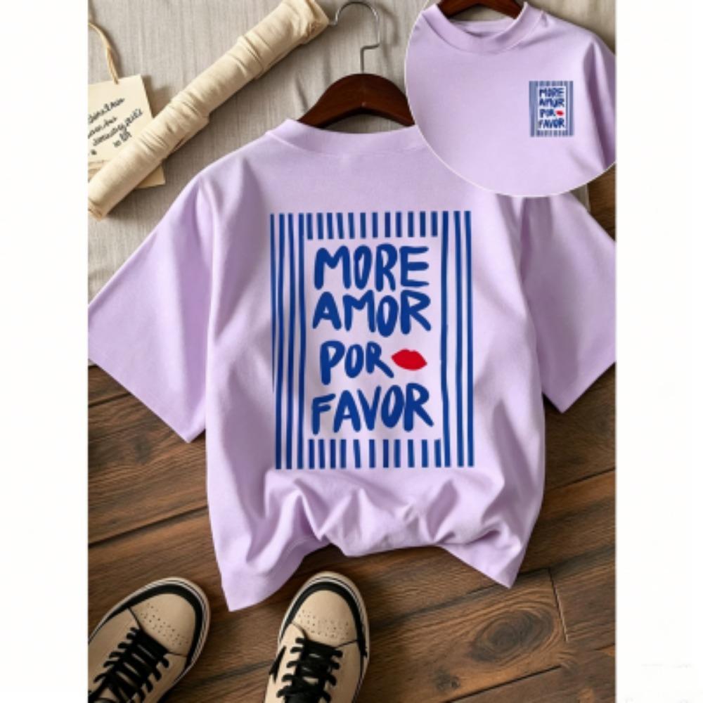 Summer Letter Red Lips Print Kids T-Shirts Fashion Street Short-Sleeve Outdoor Casual Tops for Boy and Girl's Tees Top