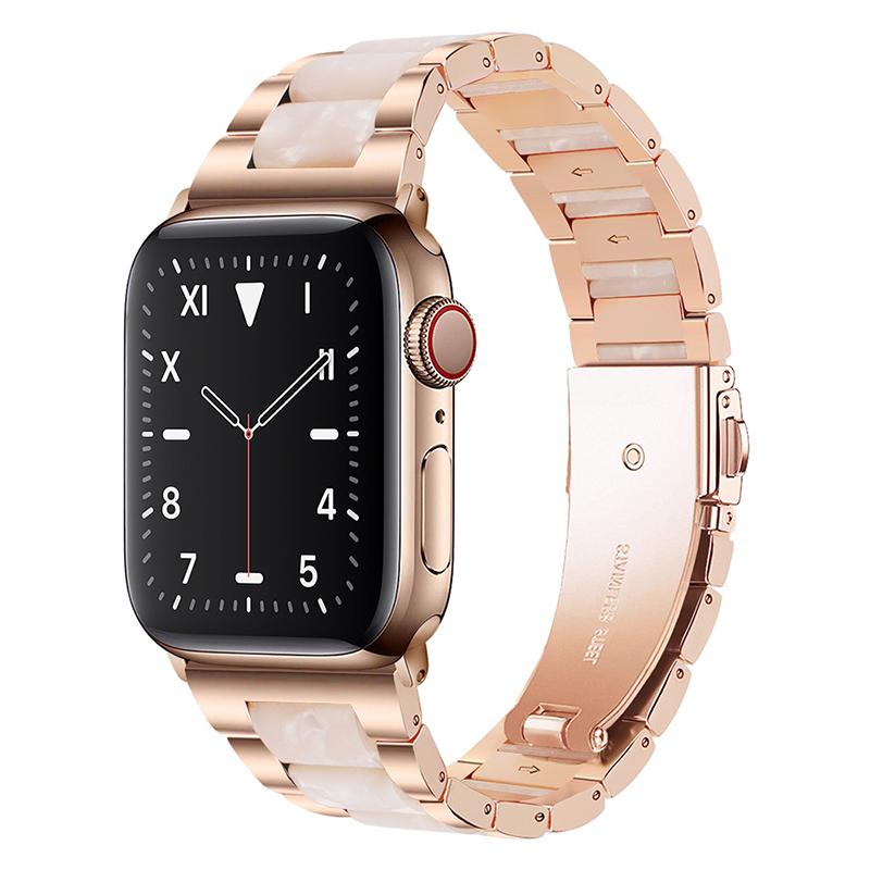 Ремешок из нержавеющей стали+смолы Для Apple watch band 40 мм 45 мм 44 мм 49 мм 41 мм 38 мм Металлический браслет iwatch series 9 8 7 6 5 SE ultra 2