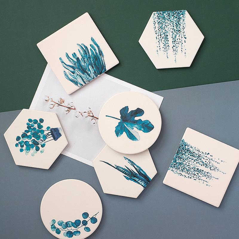 Круглая подставка под чашку, форма растения, диатомит, противоскользящая изоляционная подкладка, коврик для чашки, держатель для напитков, подставка для кружки, украшение для дома, стола, кухонная утварь