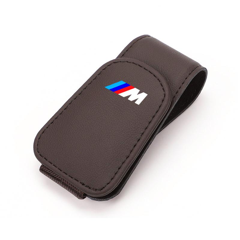 KSMH6 Car Sun Visor Magnetic Leather Sunglasses Clip For BMW M Performance E46 E90 E60 F20 X1 F10 F30 X3 E70 E87 E36 G11 X