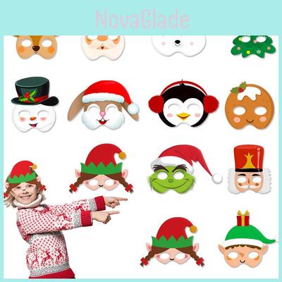 Набор бумажных масок Снеговик и Олень с праздничным дизайном для рождественских мероприятий