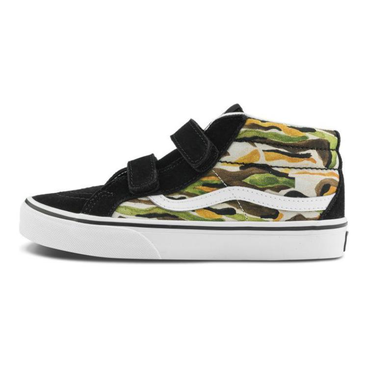 Vans Sk8-Mid Reissue V Kids Painted Camo Green Kids Sneakers Black Multi VN0A38HHBGK