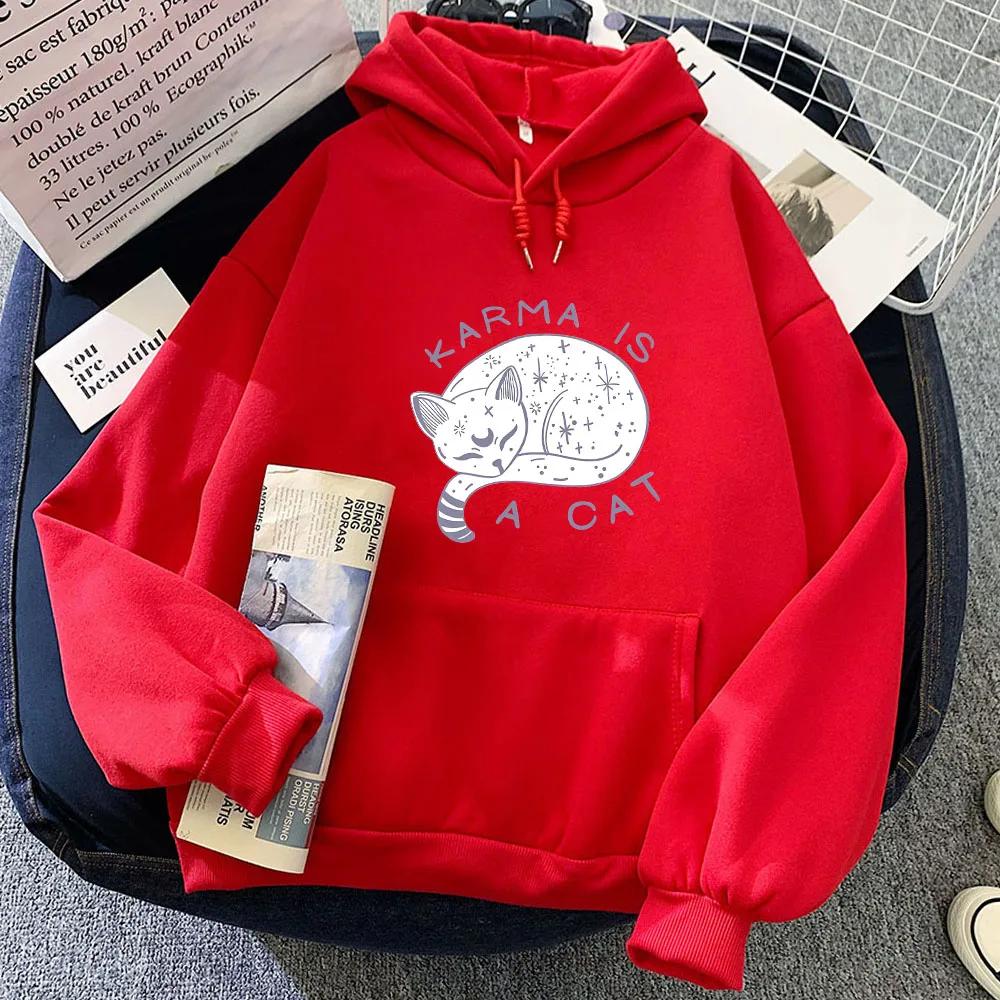 The Eras Tour Karma Is A Cat 2D-принт Мужские Женские Толстовки Повседневные Пуловеры Оверсайз Популярные Толстовки Уличной Моды