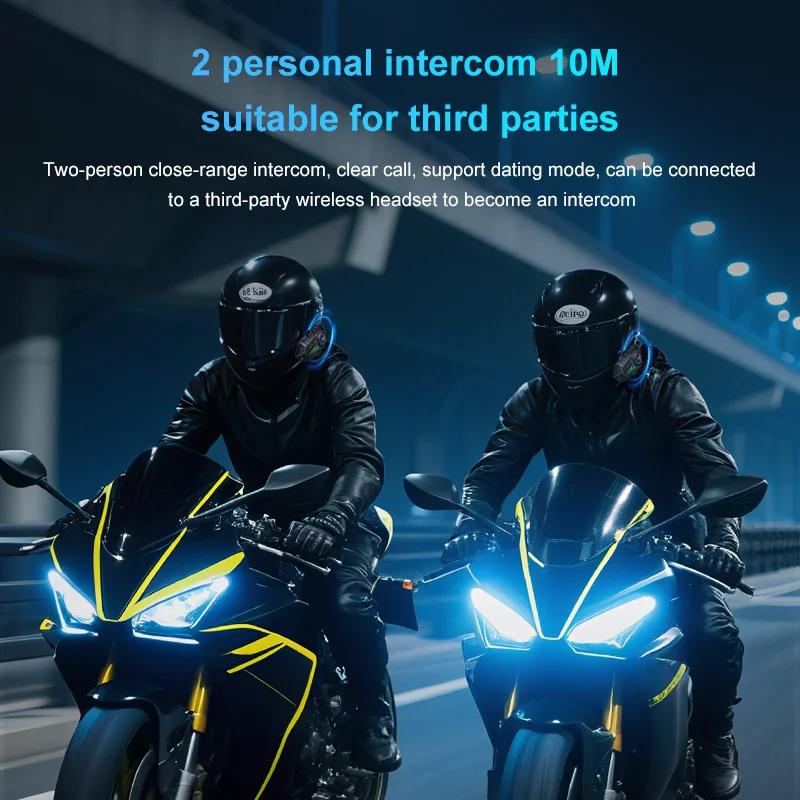 Y30 Bluetooth 6.0 Helmet Intercom Headset Handsfree 1000mAh Battery With LED Flash Light For 2 Riders 10m Talkinng