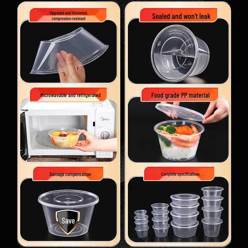 Jiemengzhe 1500ML Round Disposable Food Container
