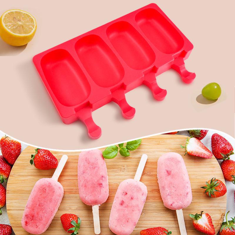 4-in-1 Food-Grade Silicone Ice Cream Popsicle Mold – Easy Demolding DIY Ice Cream Maker