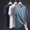 Men's Quick-Dry High-Elastic Ice Silk T-Shirt - Solid Color, Short Sleeve, Summer 2024 Sports Casual Top
