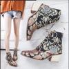 Boots Women's Autumn and Winter Fashion Tooling Skull Flower Print High-top