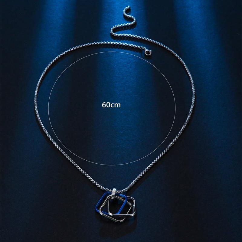 Three-Ring Geometric Titanium Steel Necklace For Men And Women Trendy Cool Simple Personality Couple Titanium Steel Pendant Hip-Hop Jewelry