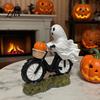 Уникальное Halloween-украшение стола, Фигурка призрака на мотоцикле, Новинка, Декоративная фигурка всадника из смолы с корзиной, Статуэтка тыквы для
