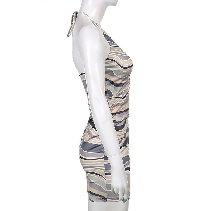 Y2K европейский и американский стиль, персонализированное платье с V-образным вырезом и висячим вырезом, облегающее платье с запахом ягодиц и открытой спиной