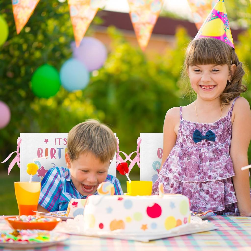 Tudomro 2 Pieces Birthday Chair Cover for Classroom It's My Birthday Chair Cover with Ribbons Cupcake Seat Back Decor for Kids Office Classroom