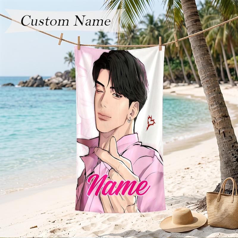jinu Custom Name Printed Beach Towel Personalized Soft Towel For Swimming Beach Travel