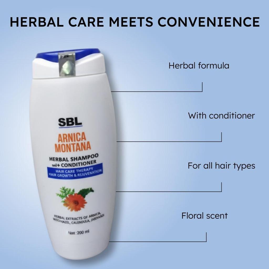 SBL Травяной шампунь с кондиционером Arnica Montana 200 мл X Упаковка из 2 шт. Уход за волосами Очищающее средство для гладких послушных волос