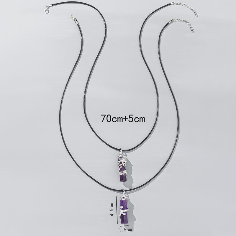 Аметист Дракон Феникс Соответствующее Ожерелье Пара Цилиндрический Инь Ян Кулон Радиационное Исцеление Кристалл Кварц Натуральный Драгоценный Камень