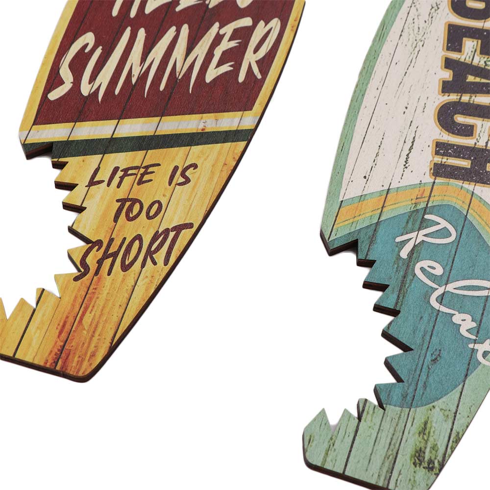 3Pcs Vintage Print Surfboard Wall Hanging Hawaiian Style Surfboard Wooden Sign Seaside Wall