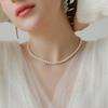 [92.5 Silver] 5mm Pearl / Mysterious Gem Pearl 92.5 Silver Necklace++