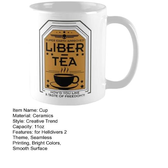 Ceramic Mug for Helldivers 2 Dishwasher Cup Safe 11oz Liber-Tea Microwave Tea Coffee Beverages