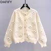 Women's Fashion Casual Fall Winter Solid Color Print Long Sleeve V-Neck Sweaters