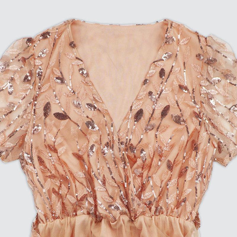 Женское большое вышитое яркое ширмовое облегающее кружевное платье средней длины с V-образным вырезом