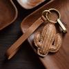 Handmade Leather Cactus-shaped Car Keychain Bag Decoration