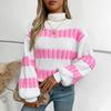 Women's Casual Long Sleeve Sweaters Turtleneck Lantern Sleeve Oversized Ribbed Knit Pullover Fall Loose Sweaters Tops for Women