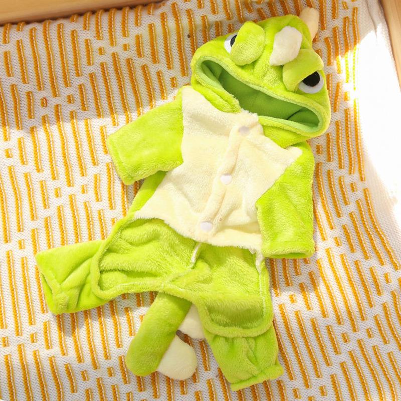 Winter Puppy Dog Cat Clothes Fleece 4-legged Soft Sweater for Sphynx Cat Thick Warm Hooded Dinosaur Sweatshirt Coat for Kittens