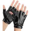 KEMIMOTO Fingerless Driving Gloves PU Faux Leather Outdoor Sport Black Half Finger Glove For Men Women Teens, Black
