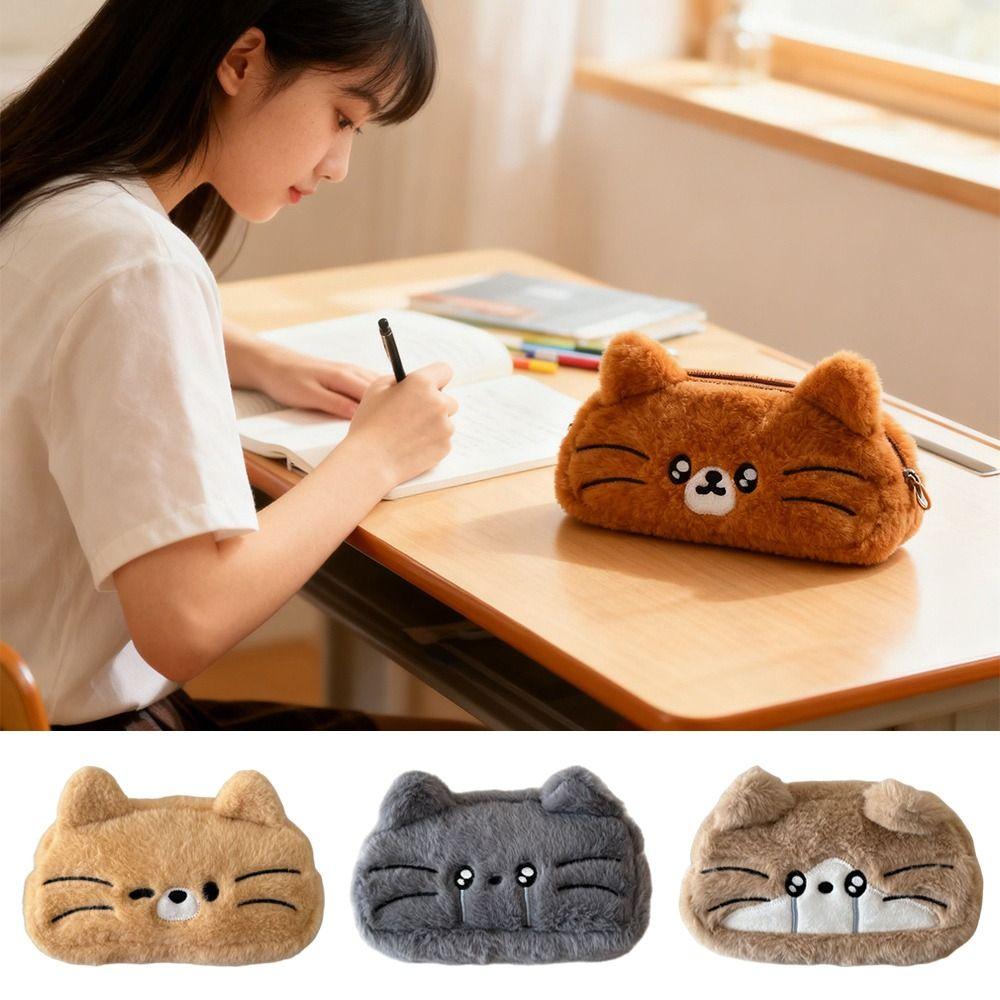 Cat Pen Bag Large Capacity Stationery Bag Funny Pen Pouch for Students