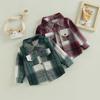 Kids Baby Plaid Shirt Jacket Casual Lapel Long Sleeve Button Up Cardigan Jacket Coat for Boys Girls