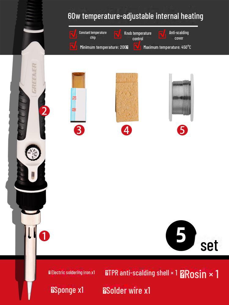 Электрический паяльник Green Forest с регулируемой температурой — высокая мощность, внутренний нагрев, постоянная температура, для домашнего и студенческого использования.