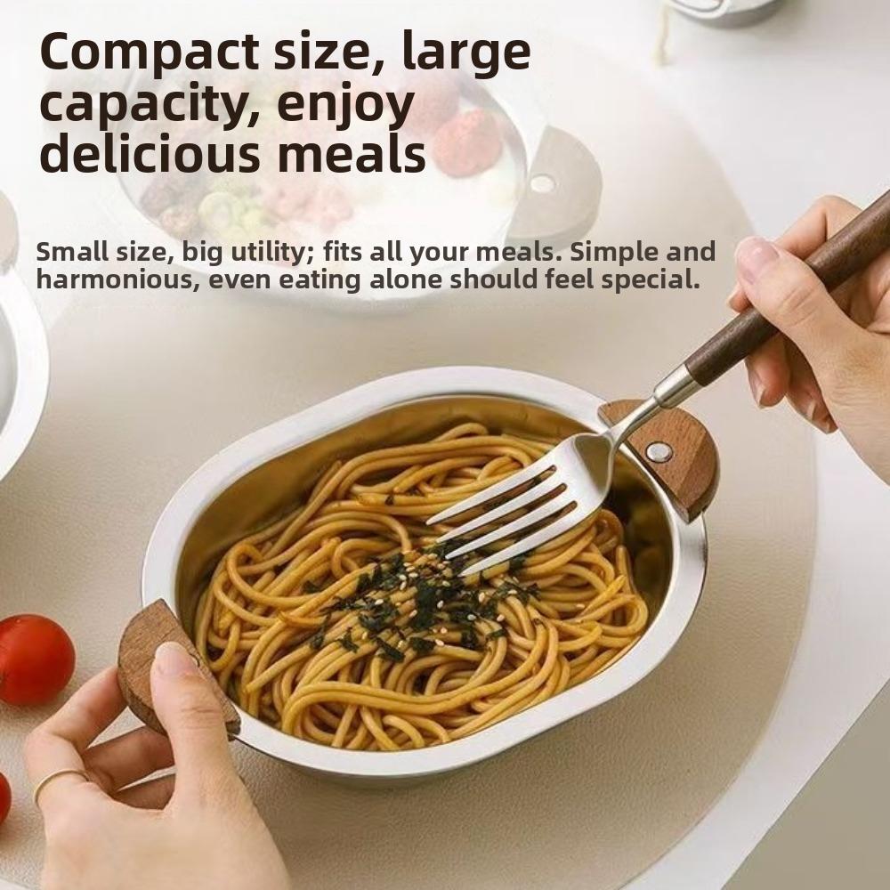 Thicken Fruits Salad Bowl Oval Noodle Bowl Stainless Steel Bowl Fruit Dessert Serving