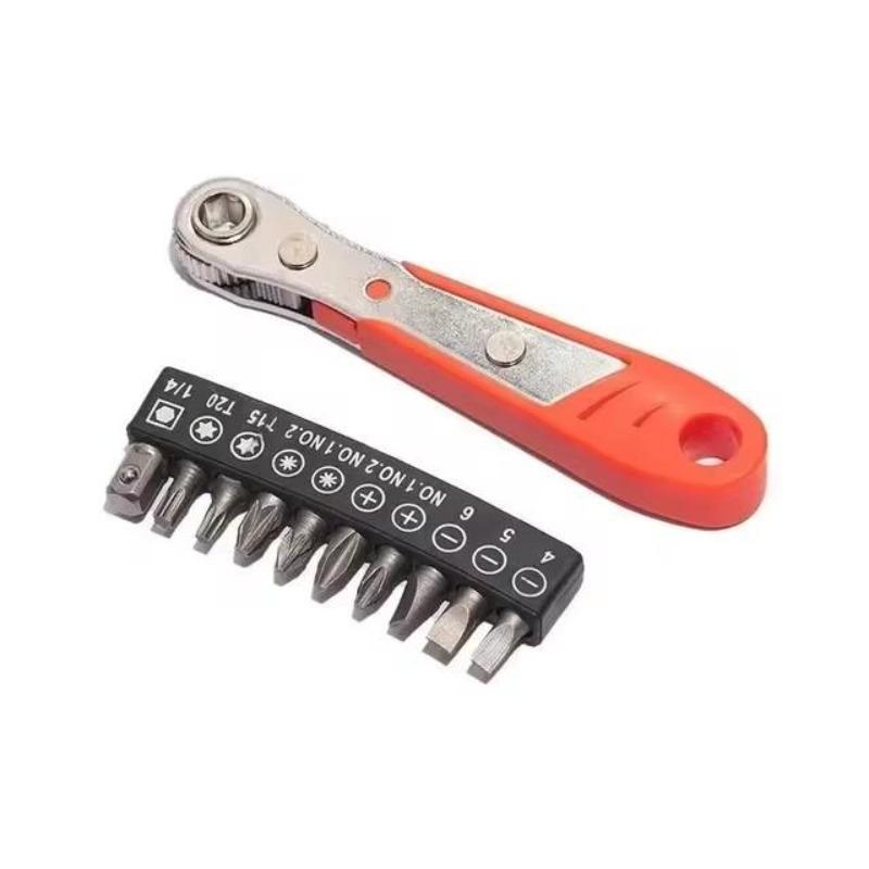 Multifunctional Bidirectional Ratchet Screwdriver Right Angle Magnetic Wrench Cross Shaped Short Screw Orange Tool