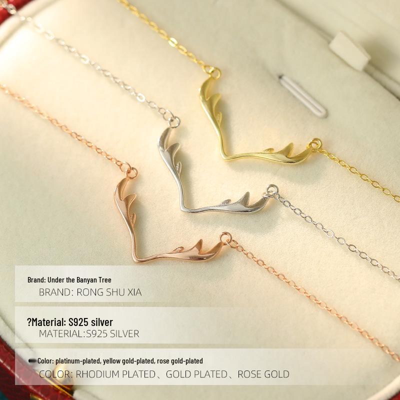 Серебряный кулон-олень Banyan Tree S925 в корейском лесном стиле, ожерелье для женщин