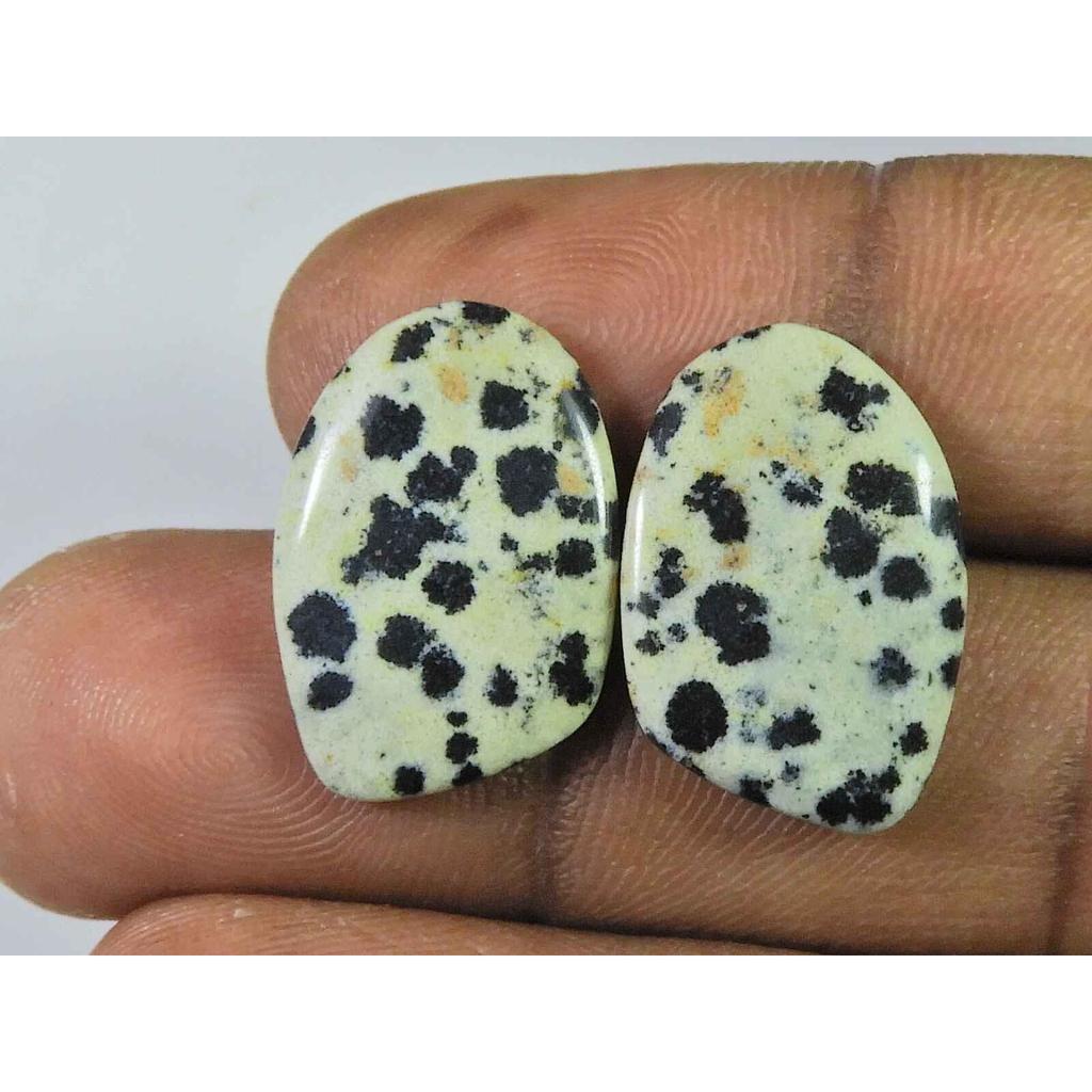 15.85Cts. Natural Dalmation Jasper (14mm X 21mm Each) Cabochon Match Pair SK-2525