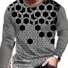 Color Block Geometric Pattern 3D Digital Print Men's Chic Long Sleeve Sports T-shirt Spring Fall Men's Crew Neck Top