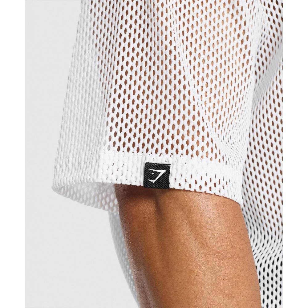 Gymshark Футболка свободного кроя в сетку белого цвета A5a5j Wb57