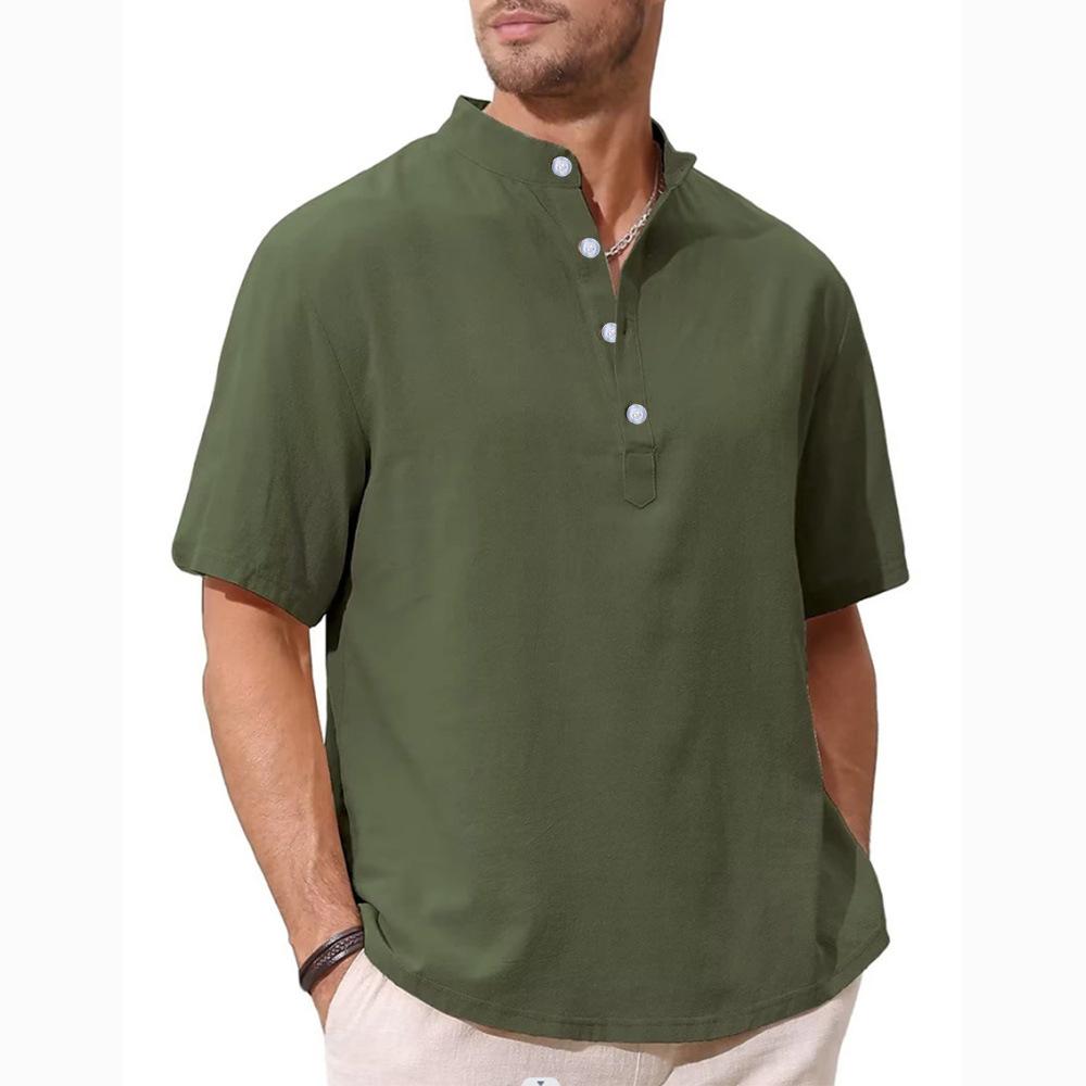 Мужская хлопково-льняная рубашка на пуговицах, повседневные топы на пуговицах с короткими рукавами, летние пляжные футболки для мужчин, свободные легкие дышащие футболки