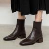 Women Boots Retro Chelsea Boots Women Shoes  Winter Fashion Women Ankle Boots Genuine Leather Female Square Heel Leather