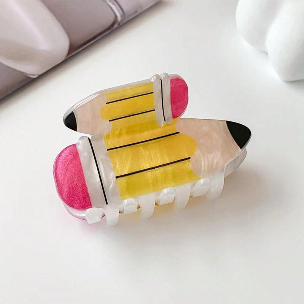 1pc Cartoon Cute Acrylic Cartoon Back To School School Bus, Pencil, Apple, and Calculator Style Hair Clip, Acrylic Hair Claw
