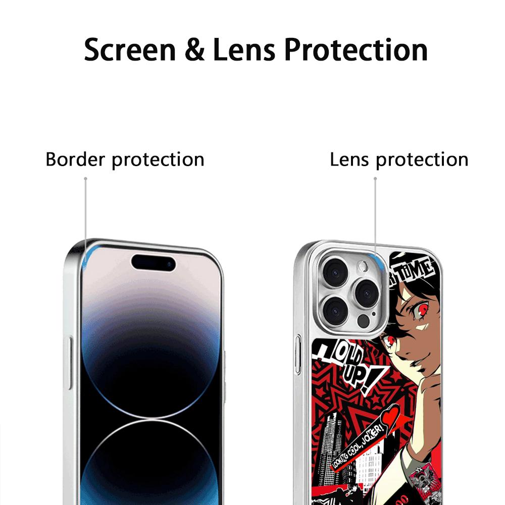 P5 hot game pattern design ins Phone Case for iPhone 16 15 14 13 12 11 Pro Max Sheepskin Silver-edged protective case