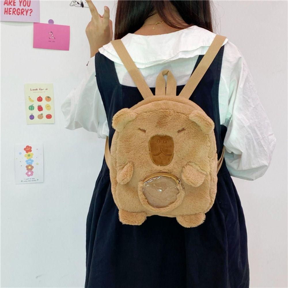 Animal Cartoon Capybara Plush Backpack Plush Capybara Capybara Plush Bag Female Lady Girl