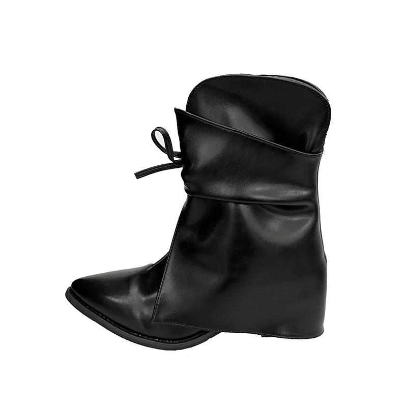 2025 Новые Осенне-Зимние Женские Ботинки в Стиле Вестерн Ковбойские Винтажные Ботинки с Острым Носком Женские Ботинки на Толстом Каблуке Короткие Боты Zapatos De Mujer