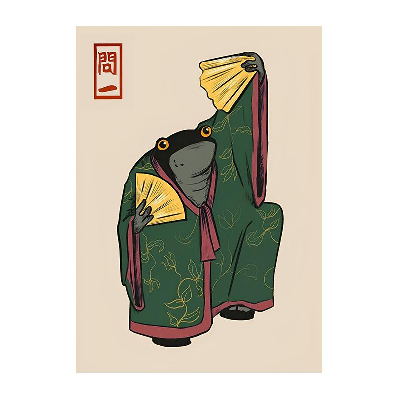 Винтажный японский Мацумото Ходжи лягушка настенный холст с принтом художественный постер милая зеленая жаба картина для гостиной домашний декор Cuadros
